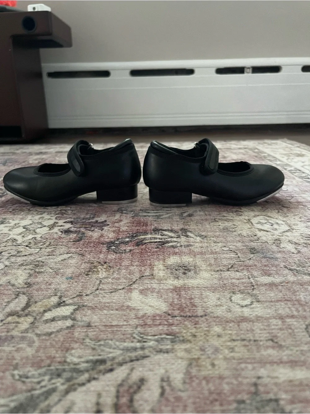 Children's Black Mary Jane Tap Shoes with Velcro Strap
